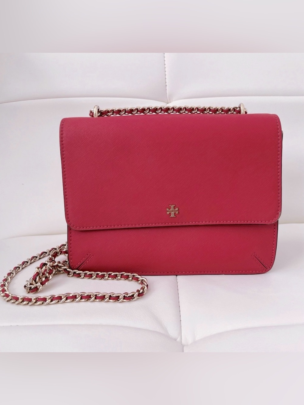 Tory Burch Rose Pink Leather Chain Crossbody Bag